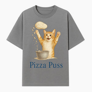 Cute Pizza Cat Art Print - Pizza Puss - Adorable Orange Kitten Baking, Fun Kitchen Decor, Perfect Gift for Cat Lovers - T-shirt 1758181711434.jpg