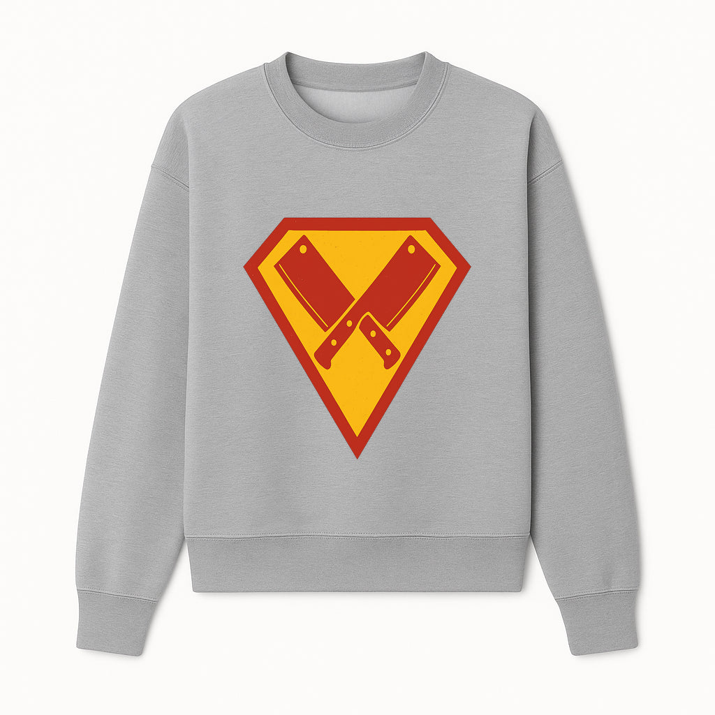 Superhero Chef Kitchen Apron with Crossed Knives Design - Funny Cooking Gift for Culinary Enthusiasts and Food Lovers - Sweatshirt 1758181711481.jpg