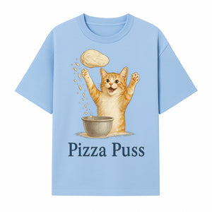 Cute Pizza Cat Art Print - Pizza Puss - Adorable Orange Kitten Baking, Fun Kitchen Decor, Perfect Gift for Cat Lovers - T-shirt 1758181711587.jpg
