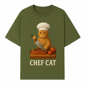 Chef Cat Cooking Illustration with Knife, Cute Cat Chef Design for Kitchen Decor, Pet Lovers Gift, Culinary Art Prints - T-shirt 1758181711602.jpg
