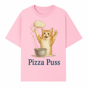 Cute Pizza Cat Art Print - Pizza Puss - Adorable Orange Kitten Baking, Fun Kitchen Decor, Perfect Gift for Cat Lovers - T-shirt 1758181711730.jpg