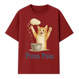 Cute Pizza Cat Art Print - Pizza Puss - Adorable Orange Kitten Baking, Fun Kitchen Decor, Perfect Gift for Cat Lovers - T-shirt 1758181711865.jpg