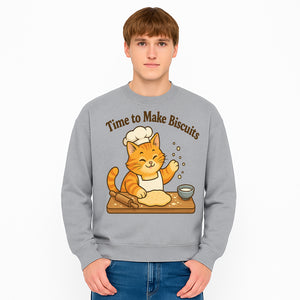 Cute Cat Chef Baking Biscuits Print, Time to Make Biscuits Kitchen Wall Art, Whimsical Cat Decor for Pet Lovers - Sweatshirt 1758181711992.jpg