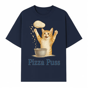 Cute Pizza Cat Art Print - Pizza Puss - Adorable Orange Kitten Baking, Fun Kitchen Decor, Perfect Gift for Cat Lovers - T-shirt 1758181711993.jpg
