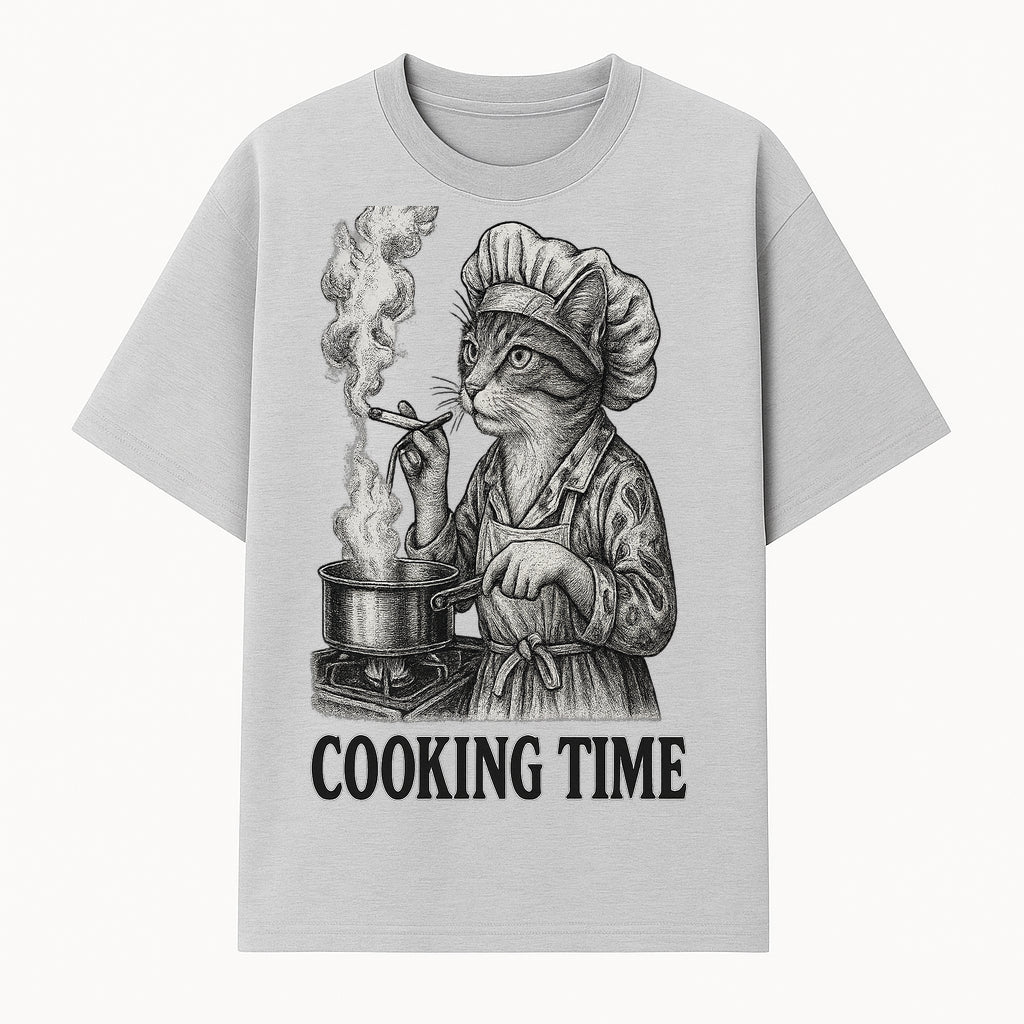 Cat Chef Cooking Time T-Shirt - Funny Cat Lover Gift, Culinary Humor, Kitchen Apparel for Animal Lovers, Unique Cooking Design - T-shirt 1758181712074.jpg