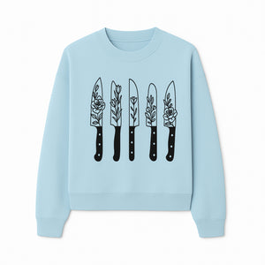 Floral Design Kitchen Knife Set - Modern Black Knives with Elegant Rose and Leaf Patterns, Perfect for Home Chefs and Gifts - Sweatshirt 1758181712121.jpg