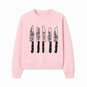 Floral Design Kitchen Knife Set - Modern Black Knives with Elegant Rose and Leaf Patterns, Perfect for Home Chefs and Gifts - Sweatshirt 1758181712283.jpg