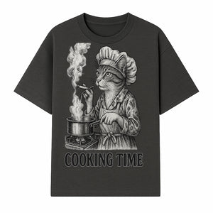 Cat Chef Cooking Time T-Shirt - Funny Cat Lover Gift, Culinary Humor, Kitchen Apparel for Animal Lovers, Unique Cooking Design - T-shirt 1758181712315.jpg