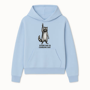 Raccoon Every Day is Cooking Day Art Print, Kitchen Decor, Whimsical Animal Illustration, Fun Cooking Gift, Wall Art, Home Decor - Hoodie 1758181712463.jpg
