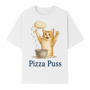 Cute Pizza Cat Art Print - Pizza Puss - Adorable Orange Kitten Baking, Fun Kitchen Decor, Perfect Gift for Cat Lovers - T-shirt 1758181712465.jpg
