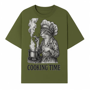 Cat Chef Cooking Time T-Shirt - Funny Cat Lover Gift, Culinary Humor, Kitchen Apparel for Animal Lovers, Unique Cooking Design - T-shirt 1758181712476.jpg