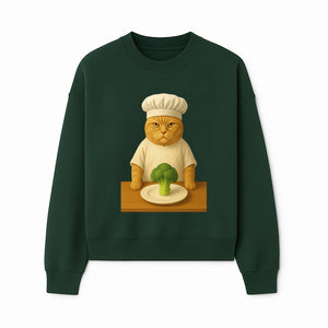Funny Chef Cat Art Print Cute Cat with Broccoli Kitchen Decor Animal Lover Gift Whimsical Culinary Illustration - Sweatshirt 1758181712744.jpg
