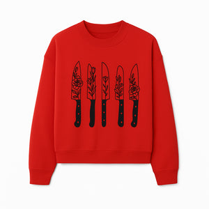 Floral Design Kitchen Knife Set - Modern Black Knives with Elegant Rose and Leaf Patterns, Perfect for Home Chefs and Gifts - Sweatshirt 1758181712756.jpg