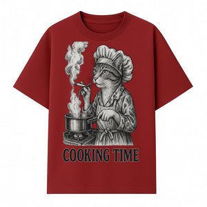 Cat Chef Cooking Time T-Shirt - Funny Cat Lover Gift, Culinary Humor, Kitchen Apparel for Animal Lovers, Unique Cooking Design - T-shirt 1758181713031.jpg