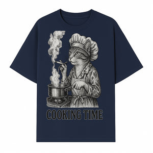 Cat Chef Cooking Time T-Shirt - Funny Cat Lover Gift, Culinary Humor, Kitchen Apparel for Animal Lovers, Unique Cooking Design - T-shirt 1758181713159.jpg