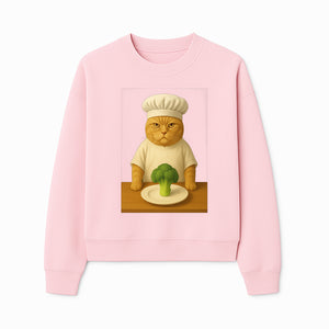 Funny Chef Cat Art Print Cute Cat with Broccoli Kitchen Decor Animal Lover Gift Whimsical Culinary Illustration - Sweatshirt 1758181713171.jpg