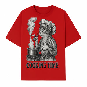 Cat Chef Cooking Time T-Shirt - Funny Cat Lover Gift, Culinary Humor, Kitchen Apparel for Animal Lovers, Unique Cooking Design - T-shirt 1758181713317.jpg