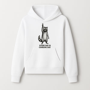 Raccoon Every Day is Cooking Day Art Print, Kitchen Decor, Whimsical Animal Illustration, Fun Cooking Gift, Wall Art, Home Decor - Hoodie 1758181713398.jpg