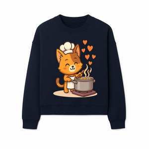 Cute Cat Chef Cooking with Love, Adorable Kitchen Decor, Animal Art Print, Whimsical Cooking Illustration, Gift for Cat Lovers - Sweatshirt 1758181713662.jpg
