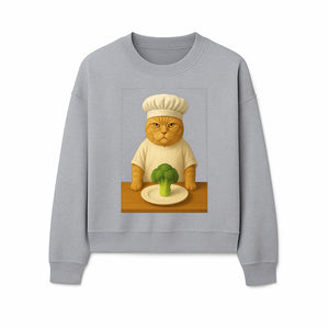 Funny Chef Cat Art Print Cute Cat with Broccoli Kitchen Decor Animal Lover Gift Whimsical Culinary Illustration - Sweatshirt 1758181713765.jpg
