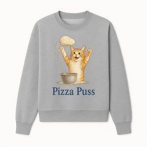 Cute Pizza Cat Art Print - Pizza Puss - Adorable Orange Kitten Baking, Fun Kitchen Decor, Perfect Gift for Cat Lovers - Sweatshirt 1758181713896.jpg