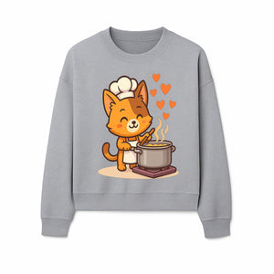 Cute Cat Chef Cooking with Love, Adorable Kitchen Decor, Animal Art Print, Whimsical Cooking Illustration, Gift for Cat Lovers - Sweatshirt 1758181713943.jpg