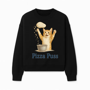 Cute Pizza Cat Art Print - Pizza Puss - Adorable Orange Kitten Baking, Fun Kitchen Decor, Perfect Gift for Cat Lovers - Sweatshirt 1758181714024.jpg