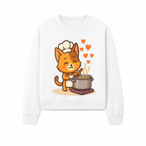 Cute Cat Chef Cooking with Love, Adorable Kitchen Decor, Animal Art Print, Whimsical Cooking Illustration, Gift for Cat Lovers - Sweatshirt 1758181714080.jpg