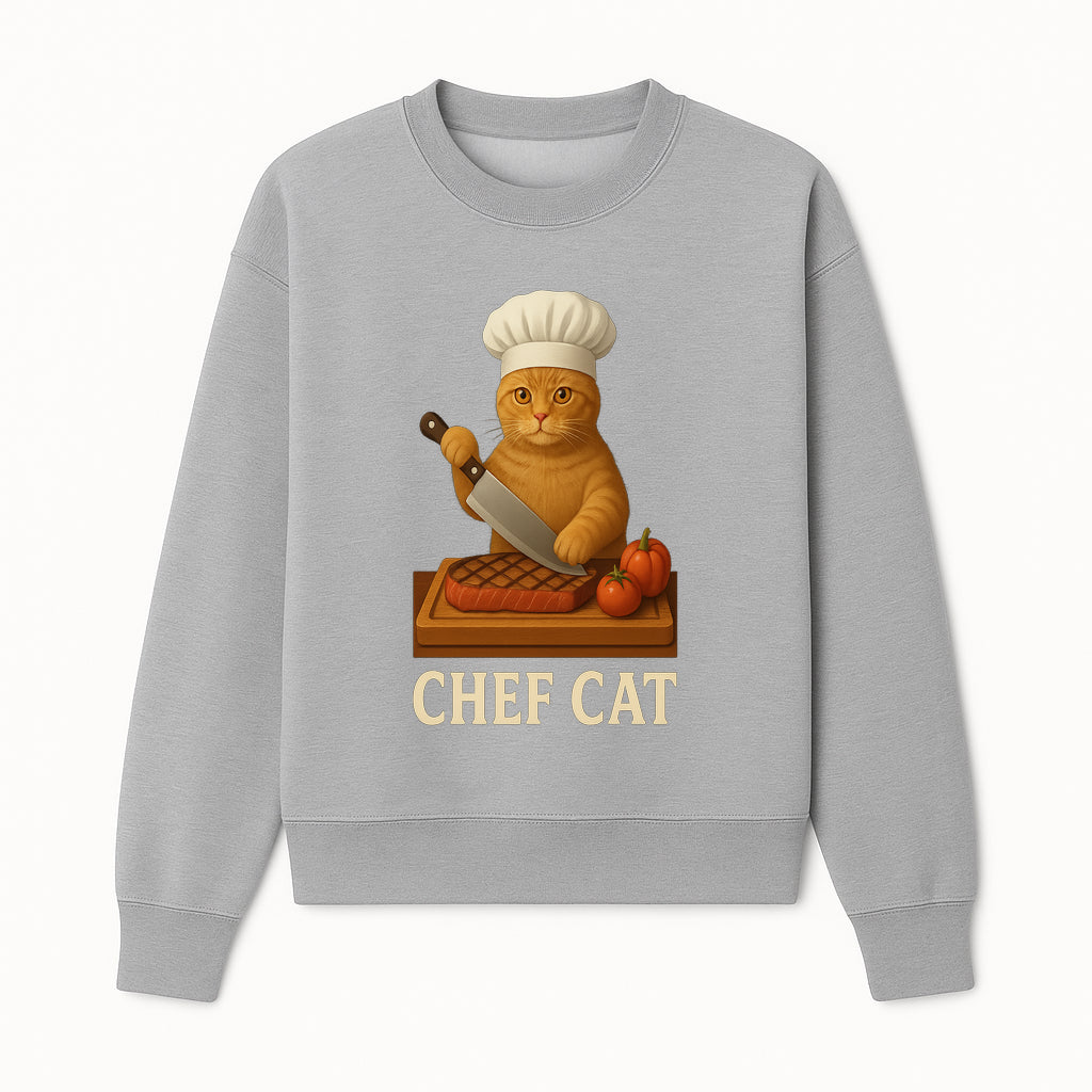 Chef Cat Cooking Illustration with Knife, Cute Cat Chef Design for Kitchen Decor, Pet Lovers Gift, Culinary Art Prints - Sweatshirt 1758181714200.jpg
