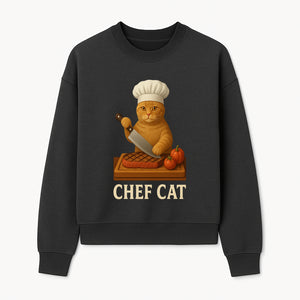 Chef Cat Cooking Illustration with Knife, Cute Cat Chef Design for Kitchen Decor, Pet Lovers Gift, Culinary Art Prints - Sweatshirt 1758181714480.jpg