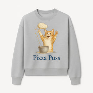 Cute Pizza Cat Art Print - Pizza Puss - Adorable Orange Kitten Baking, Fun Kitchen Decor, Perfect Gift for Cat Lovers - Sweatshirt 1758181714484.jpg