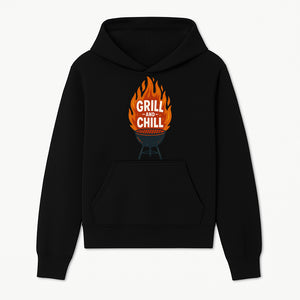 Grill and Chill BBQ Design Shirt, Funny Summer Cooking Apparel, Outdoor Picnic Gift, Grilling Lover Tee, Barbecue Party Clothing - Hoodie 1758181714568.jpg