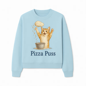 Cute Pizza Cat Art Print - Pizza Puss - Adorable Orange Kitten Baking, Fun Kitchen Decor, Perfect Gift for Cat Lovers - Sweatshirt 1758181714577.jpg