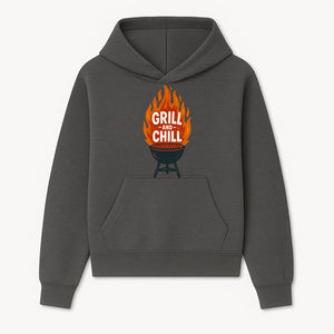 Grill and Chill BBQ Design Shirt, Funny Summer Cooking Apparel, Outdoor Picnic Gift, Grilling Lover Tee, Barbecue Party Clothing - Hoodie 1758181714713.jpg