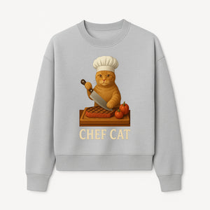 Chef Cat Cooking Illustration with Knife, Cute Cat Chef Design for Kitchen Decor, Pet Lovers Gift, Culinary Art Prints - Sweatshirt 1758181714774.jpg