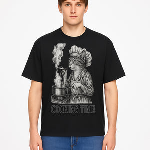 Cat Chef Cooking Time T-Shirt - Funny Cat Lover Gift, Culinary Humor, Kitchen Apparel for Animal Lovers, Unique Cooking Design - T-shirt 1758181714776.jpg
