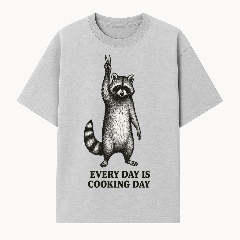 Raccoon Every Day is Cooking Day Art Print, Kitchen Decor, Whimsical Animal Illustration, Fun Cooking Gift, Wall Art, Home Decor - T-shirt 1758181714846.jpg
