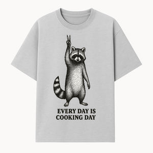 Raccoon Every Day is Cooking Day Art Print, Kitchen Decor, Whimsical Animal Illustration, Fun Cooking Gift, Wall Art, Home Decor - T-shirt 1758181714846.jpg