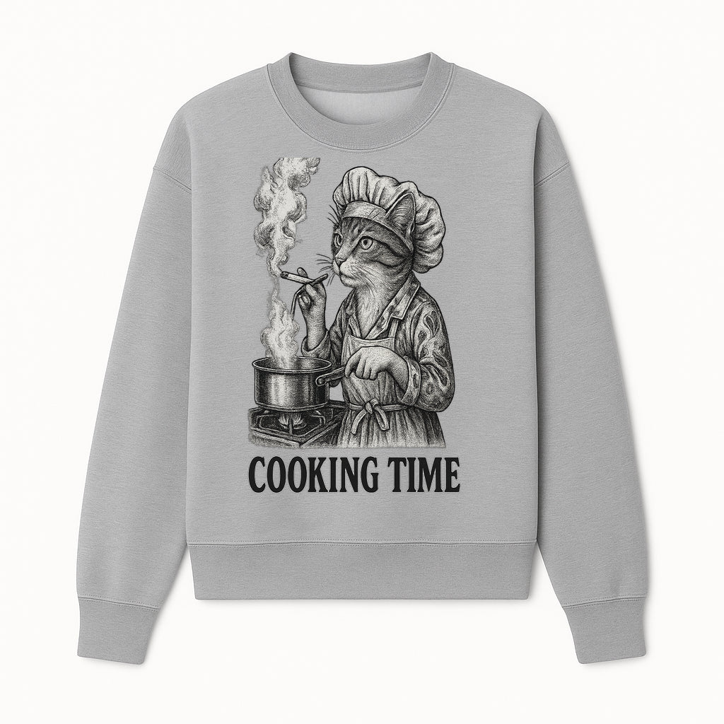 Cat Chef Cooking Time T-Shirt - Funny Cat Lover Gift, Culinary Humor, Kitchen Apparel for Animal Lovers, Unique Cooking Design - Sweatshirt 1758181715033.jpg