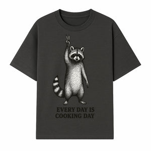 Raccoon Every Day is Cooking Day Art Print, Kitchen Decor, Whimsical Animal Illustration, Fun Cooking Gift, Wall Art, Home Decor - T-shirt 1758181715142.jpg