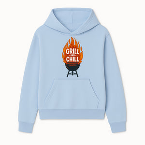 Grill and Chill BBQ Design Shirt, Funny Summer Cooking Apparel, Outdoor Picnic Gift, Grilling Lover Tee, Barbecue Party Clothing - Hoodie 1758181715173.jpg