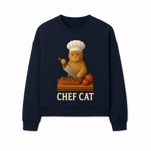Chef Cat Cooking Illustration with Knife, Cute Cat Chef Design for Kitchen Decor, Pet Lovers Gift, Culinary Art Prints - Sweatshirt 1758181715394.jpg