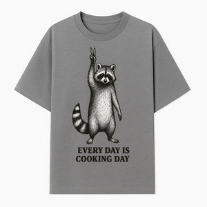 Raccoon Every Day is Cooking Day Art Print, Kitchen Decor, Whimsical Animal Illustration, Fun Cooking Gift, Wall Art, Home Decor - T-shirt 1758181715447.jpg