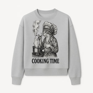 Cat Chef Cooking Time T-Shirt - Funny Cat Lover Gift, Culinary Humor, Kitchen Apparel for Animal Lovers, Unique Cooking Design - Sweatshirt 1758181715595.jpg