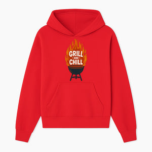 Grill and Chill BBQ Design Shirt, Funny Summer Cooking Apparel, Outdoor Picnic Gift, Grilling Lover Tee, Barbecue Party Clothing - Hoodie 1758181715741.jpg