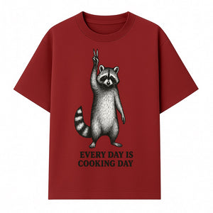 Raccoon Every Day is Cooking Day Art Print, Kitchen Decor, Whimsical Animal Illustration, Fun Cooking Gift, Wall Art, Home Decor - T-shirt 1758181715944.jpg