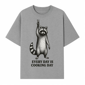 Raccoon Every Day is Cooking Day Art Print, Kitchen Decor, Whimsical Animal Illustration, Fun Cooking Gift, Wall Art, Home Decor - T-shirt 1758181716355.jpg