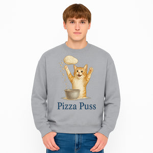 Cute Pizza Cat Art Print - Pizza Puss - Adorable Orange Kitten Baking, Fun Kitchen Decor, Perfect Gift for Cat Lovers - Sweatshirt 1758181716586.jpg