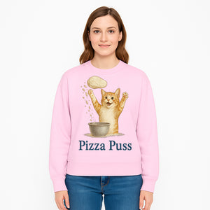 Cute Pizza Cat Art Print - Pizza Puss - Adorable Orange Kitten Baking, Fun Kitchen Decor, Perfect Gift for Cat Lovers - Sweatshirt 1758181716717.jpg