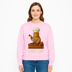 Chef Cat Cooking Illustration with Knife, Cute Cat Chef Design for Kitchen Decor, Pet Lovers Gift, Culinary Art Prints - Sweatshirt 1758181717159.jpg